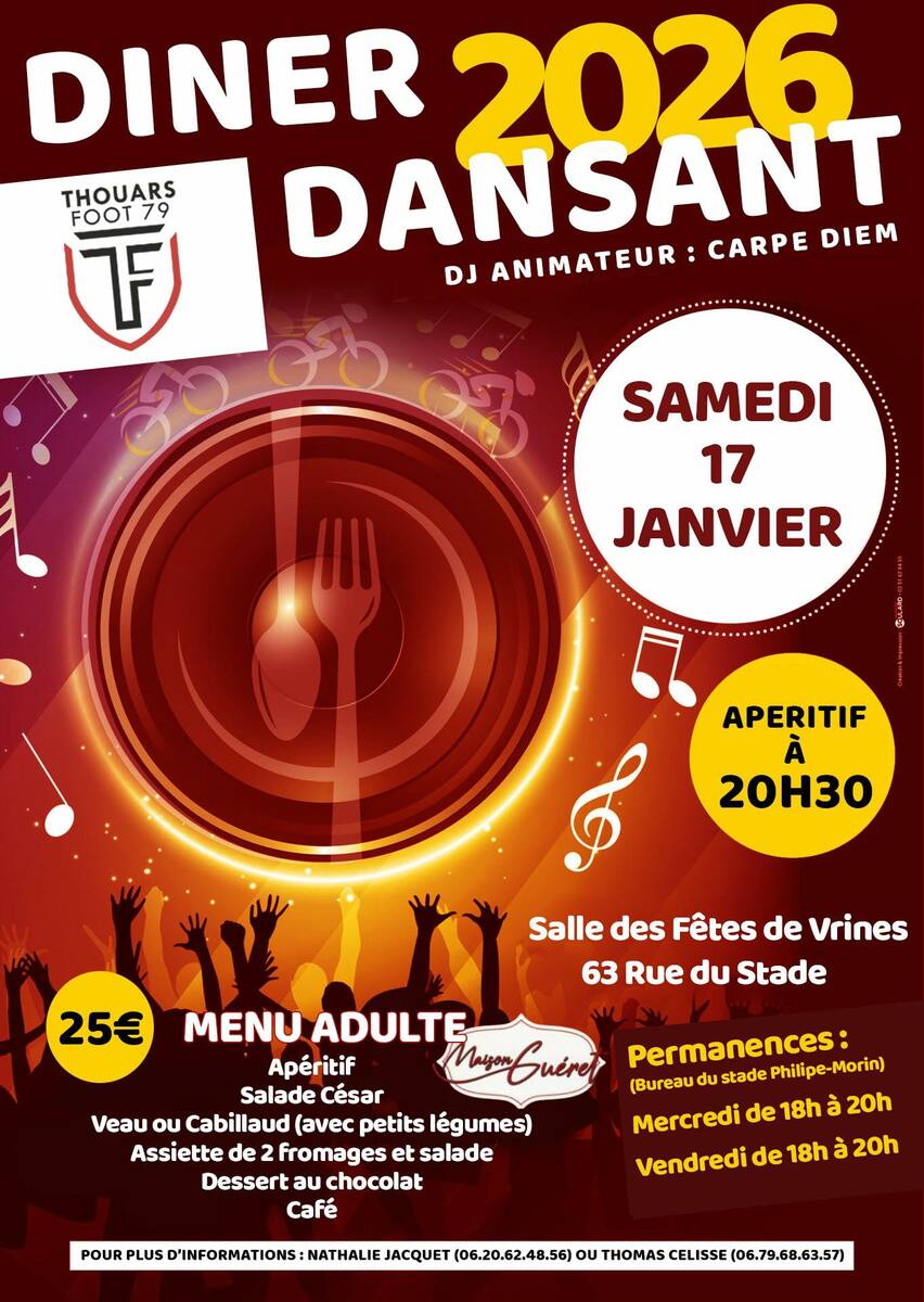 Le Thouars Foot 79 organise son dîner dansant
