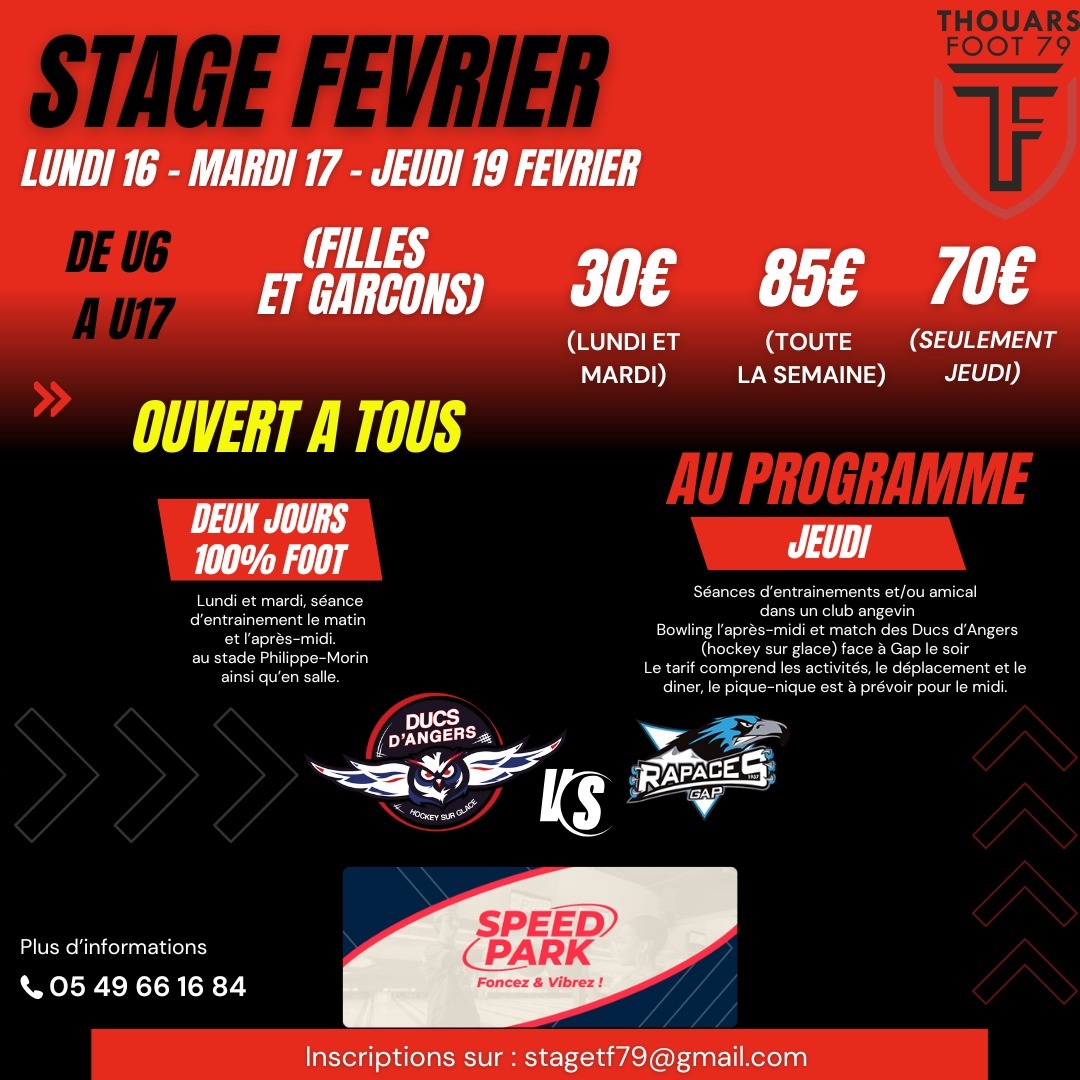 Stage foot février 2026 : inscrivez-vous !