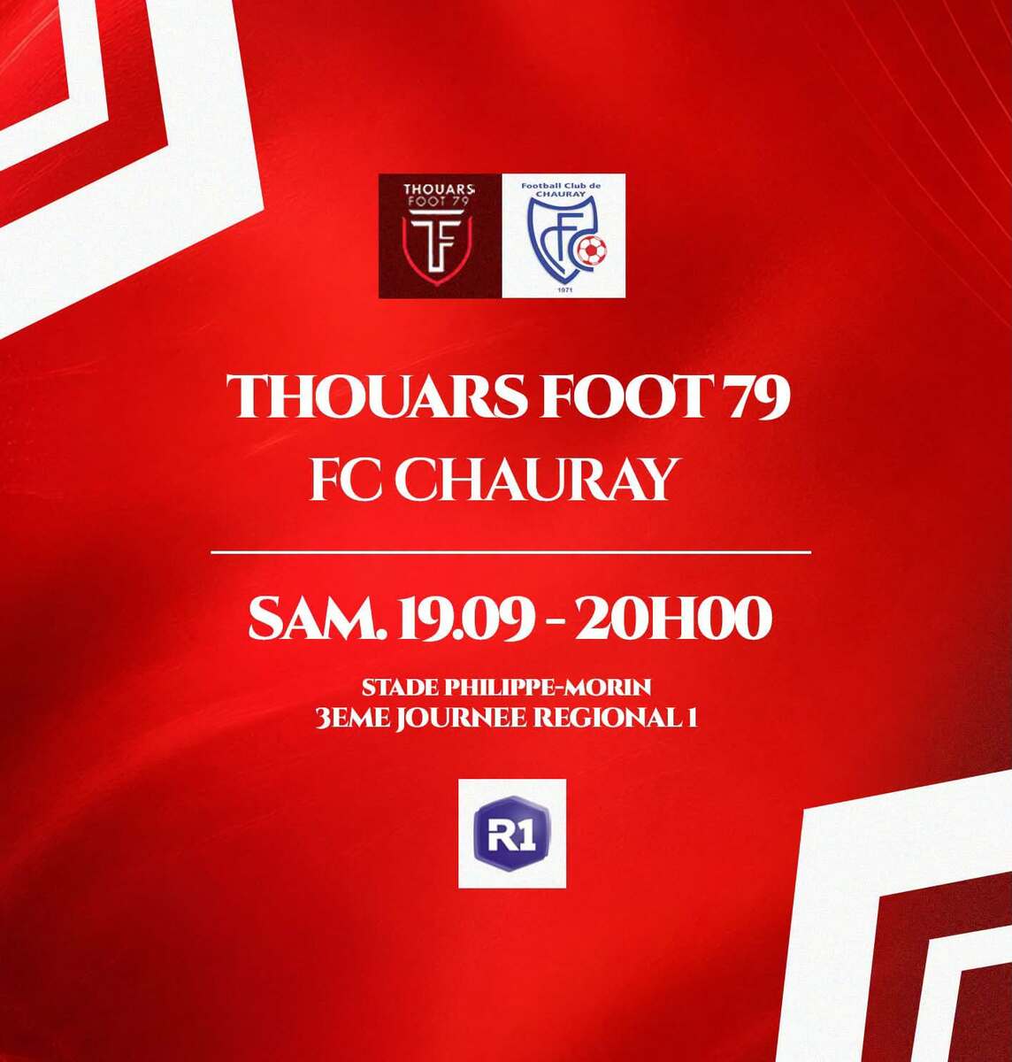 R1 J3 : l'équipe fanion accueille Chauray à 20h sur synthétique