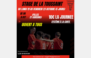 STAGE DE LA TOUSSAINT 2026, LES INSCRIPTIONS SONT OUVERTES