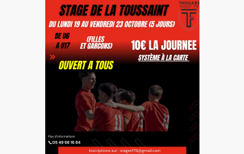 STAGE DE LA TOUSSAINT 2026, LES INSCRIPTIONS SONT OUVERTES